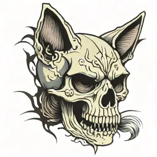 Cat skull tattoo design idea