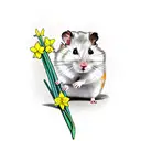 Hamster with Daffodils tattoo design idea