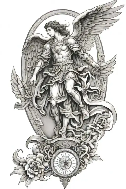 saint Micheal and saint Raphael angel tattoo design idea