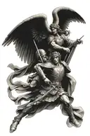 saint Micheal fighting and saint Raphael angel healing tattoo design idea