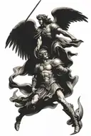 saint Micheal fighting and saint Raphael angel healing tattoo design idea
