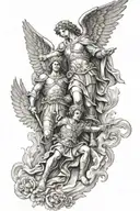 saint Micheal and saint Raphael angel tattoo design idea