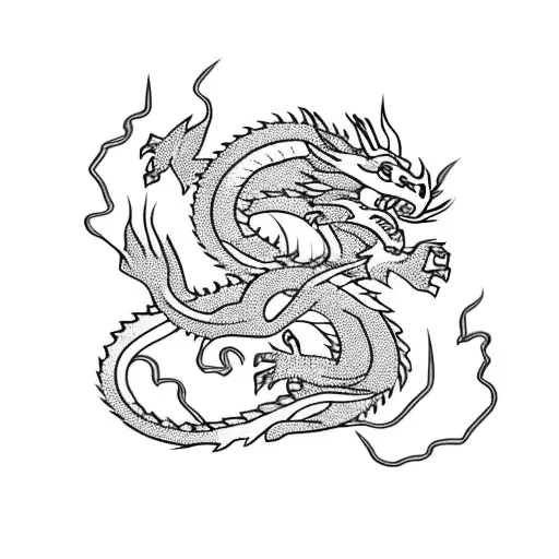 Dragon with rose and fire tattoo design idea