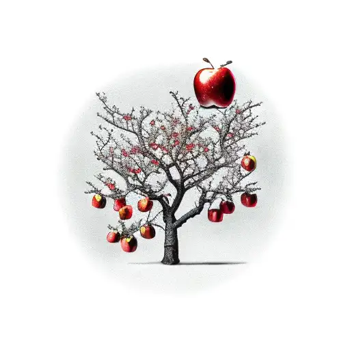 apple tree with 3 red apples tattoo design idea