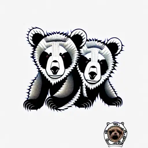 bear cubs. face only tattoo design idea
