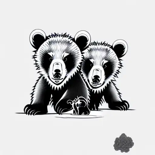 bear cubs. face only tattoo design idea