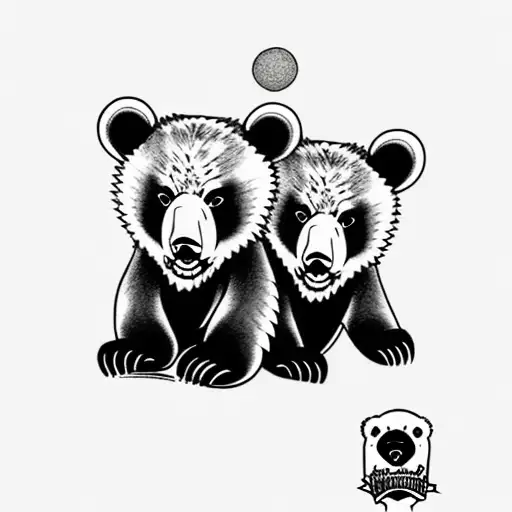 bear cubs. face only tattoo design idea