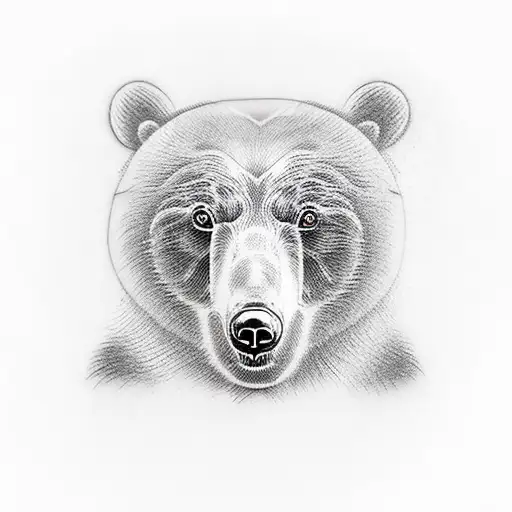 two bear cub faces with smiles tattoo design idea