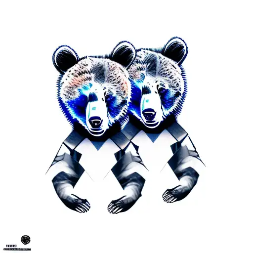 two bear cub faces tattoo design idea