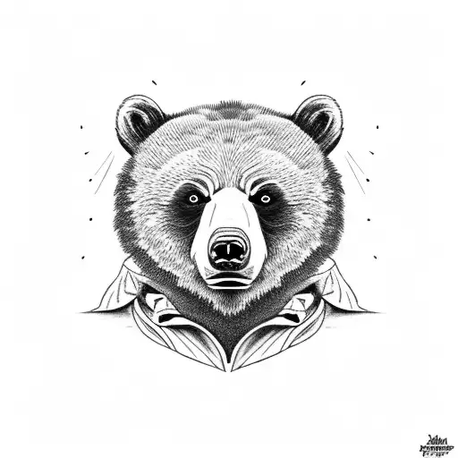 grizzly bear cub face. tattoo design idea