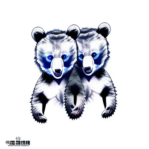 two bear cub faces tattoo design idea