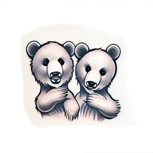 two bear cubs. no body face only tattoo design idea