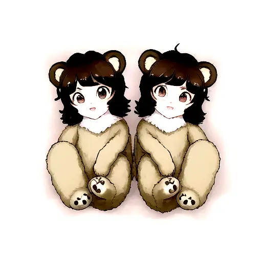 two bear cubs. face only tattoo design idea