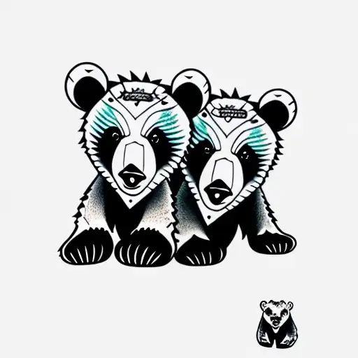 bear cubs. face only tattoo design idea