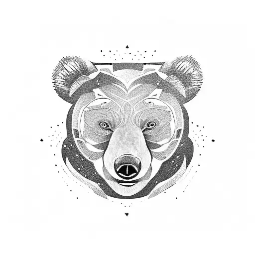 twin bear cub faces tattoo design idea