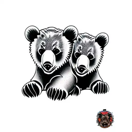 bear cubs. face only tattoo design idea