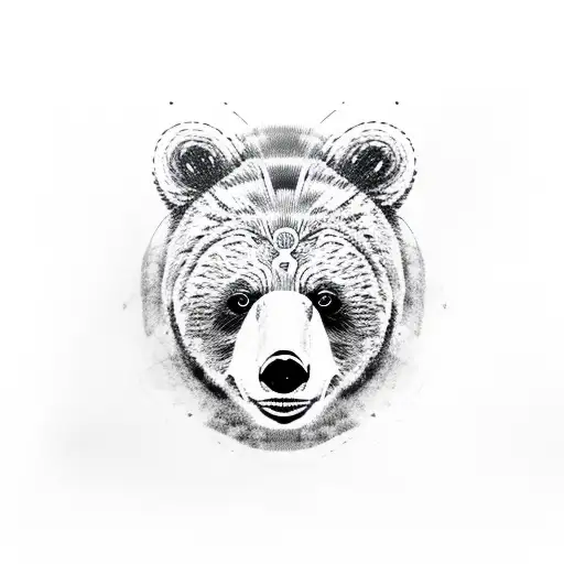 two bear cub faces with smiles tattoo design idea