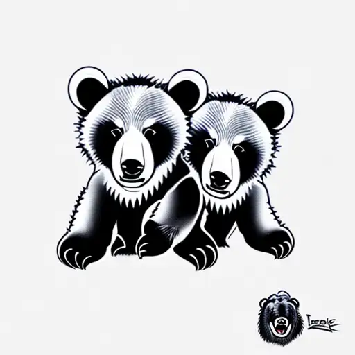 bear cubs. face only tattoo design idea