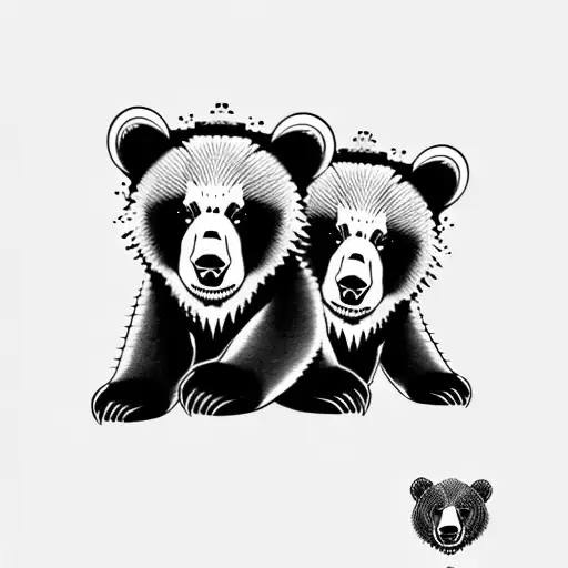 bear cubs. face only tattoo design idea