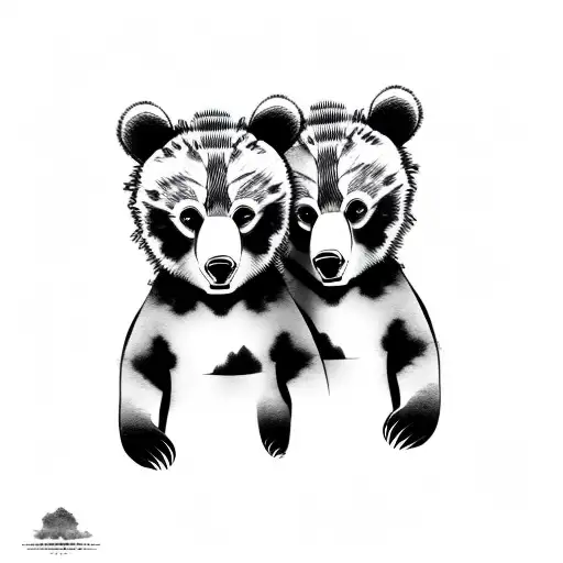 two bear cub faces tattoo design idea