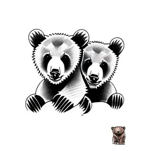 bear cubs. face only tattoo design idea