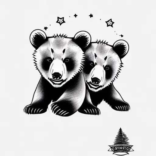bear cubs. face only tattoo design idea