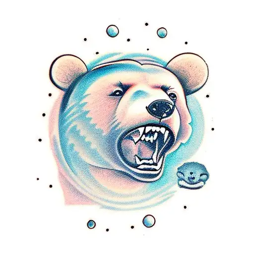 two bear cubs. faces only tattoo design idea