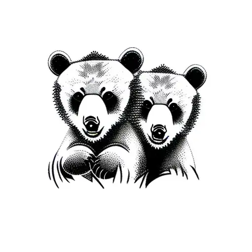 bear cubs. face only tattoo design idea