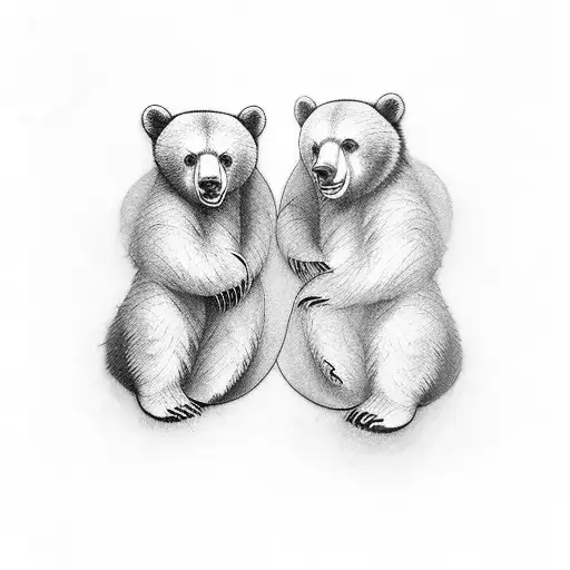 two bear cubs. faces only tattoo design idea