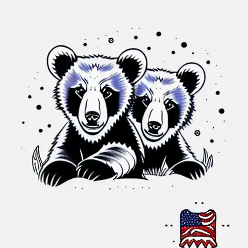bear cubs. face only tattoo design idea