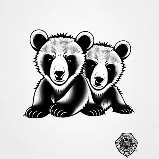 bear cubs. face only tattoo design idea
