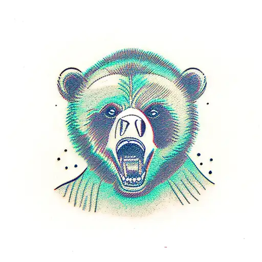 grizzly bear cub face tattoo design idea
