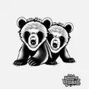 bear cubs. face only tattoo design idea