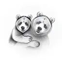 two bear cub faces with smiles tattoo design idea