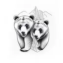 two bear cub faces  tattoo design idea