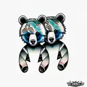 two bear cub faces tattoo design idea