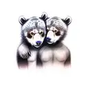 two bear cub faces tattoo design idea