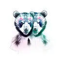 two bear cub faces tattoo design idea