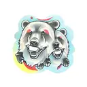 two bear cub faces with smiles tattoo design idea