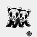 bear cubs. face only tattoo design idea