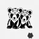 bear cubs. face only tattoo design idea