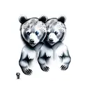 two bear cub faces tattoo design idea