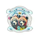 twin bear cub faces tattoo design idea