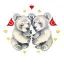 twin bear cub faces tattoo design idea