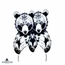two bear cub faces tattoo design idea