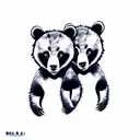 two bear cub faces tattoo design idea