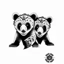 bear cubs. face only tattoo design idea