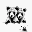 bear cubs. face only tattoo design idea