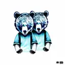 two bear cub faces tattoo design idea