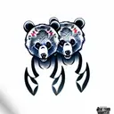 two bear cub faces tattoo design idea